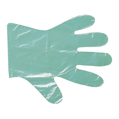 Close: One-way gloves of polyethylene foil
